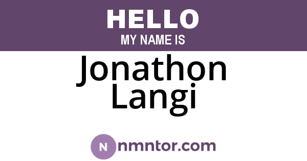 Jonathon Langi