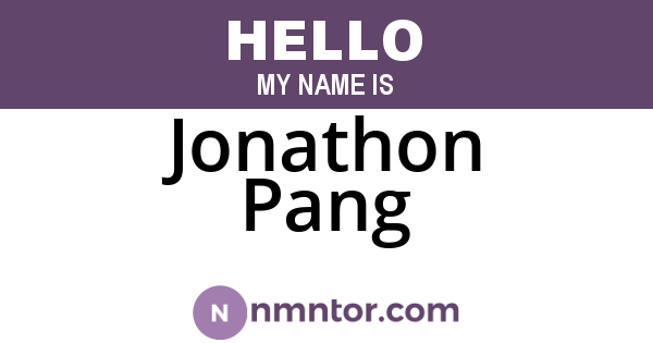 Jonathon Pang