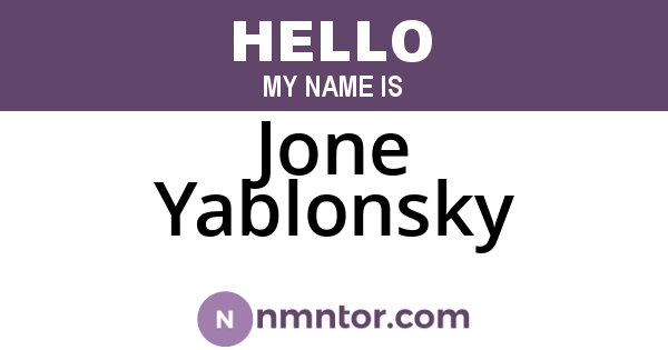 Jone Yablonsky