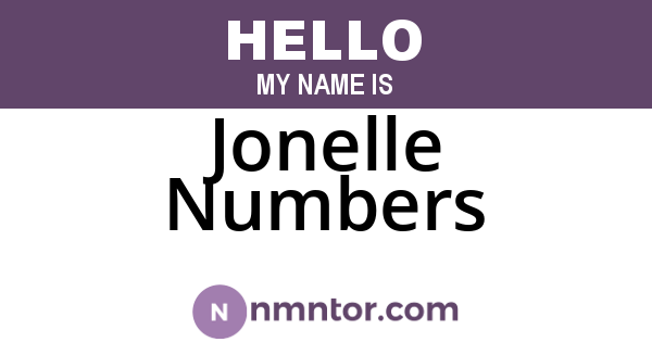 Jonelle Numbers