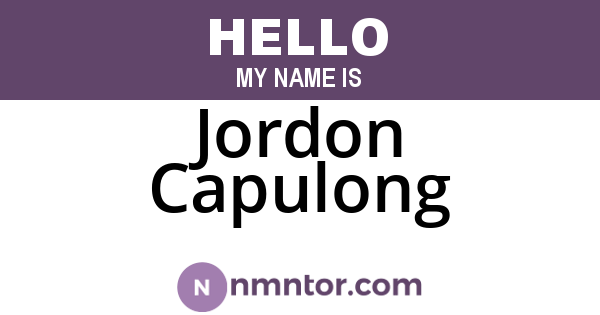 Jordon Capulong