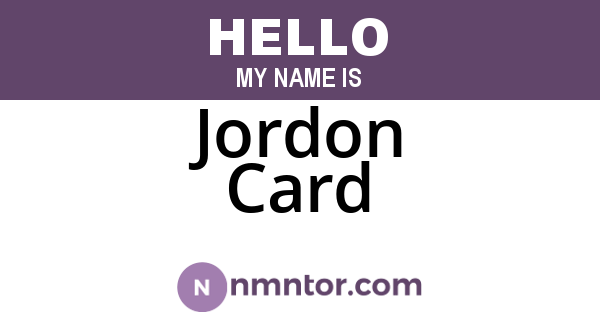 Jordon Card