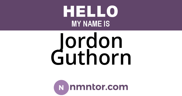 Jordon Guthorn