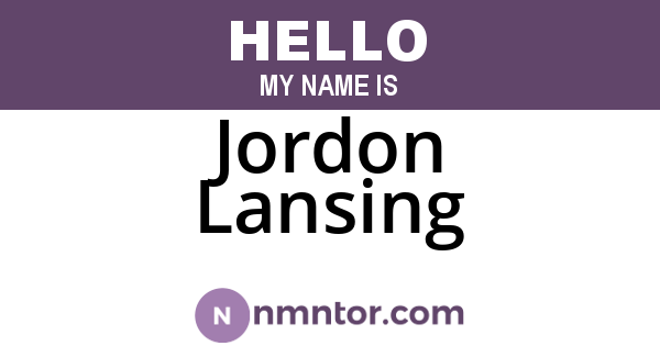 Jordon Lansing