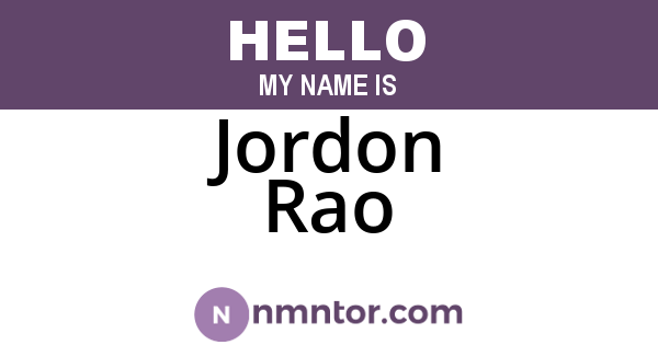 Jordon Rao
