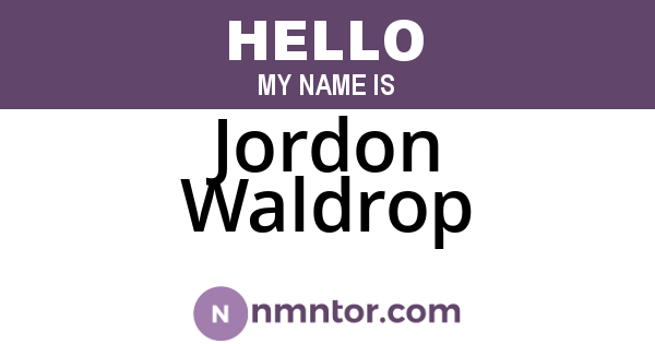 Jordon Waldrop