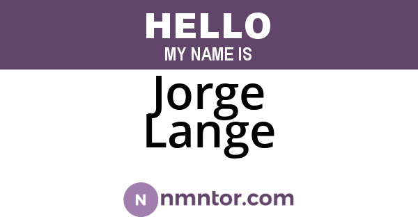 Jorge Lange