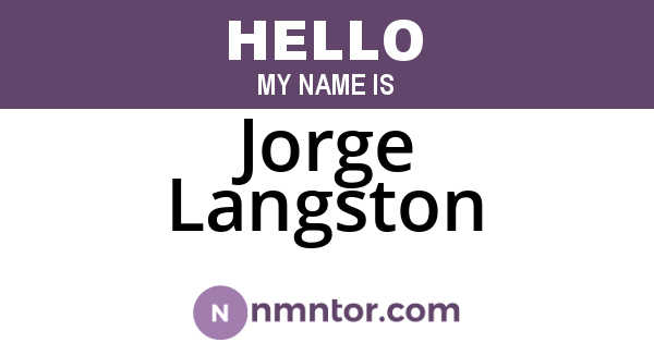 Jorge Langston