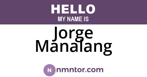 Jorge Manalang
