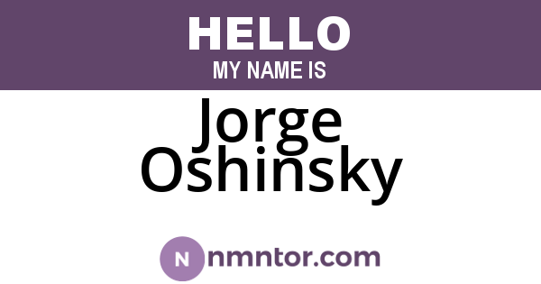 Jorge Oshinsky