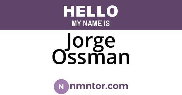 Jorge Ossman