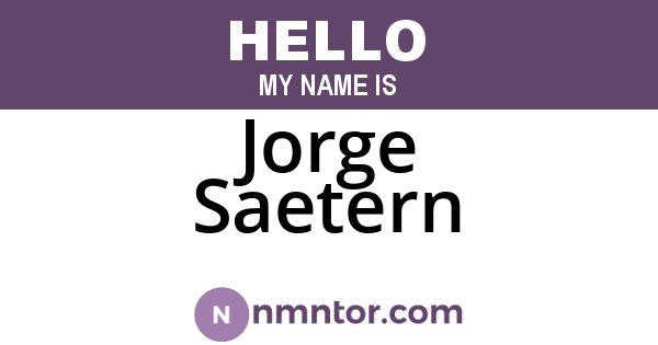 Jorge Saetern