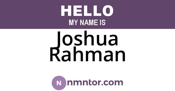 Joshua Rahman