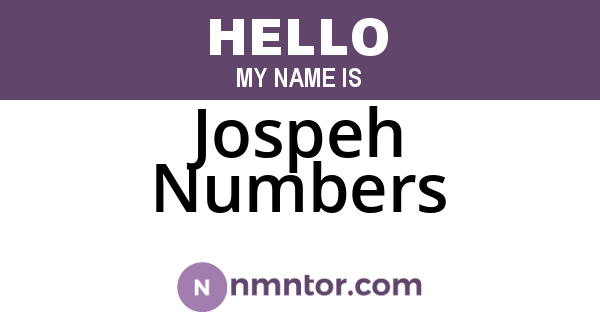 Jospeh Numbers