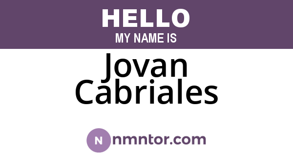 Jovan Cabriales