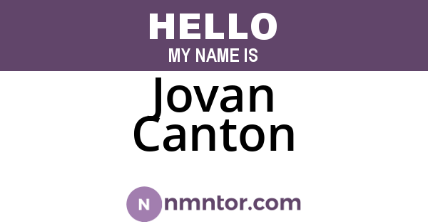 Jovan Canton