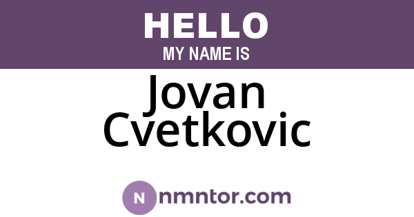 Jovan Cvetkovic