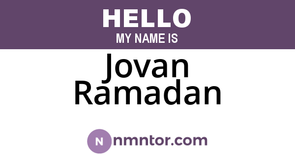 Jovan Ramadan