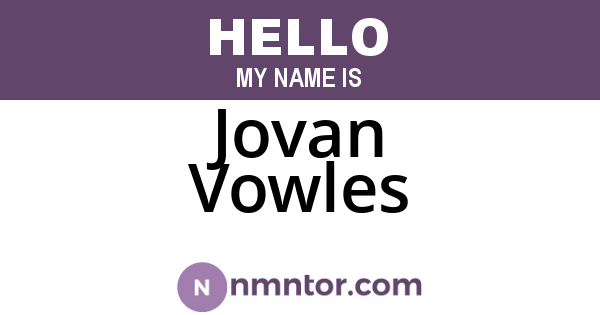 Jovan Vowles