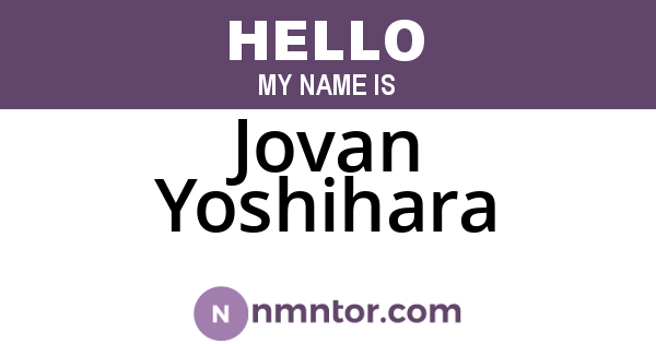 Jovan Yoshihara