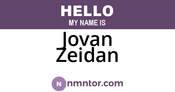 Jovan Zeidan
