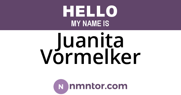 Juanita Vormelker