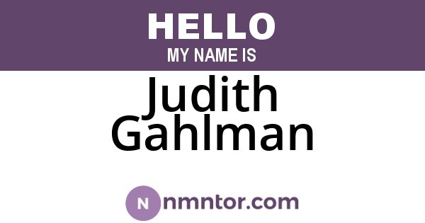 Judith Gahlman