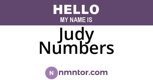 Judy Numbers