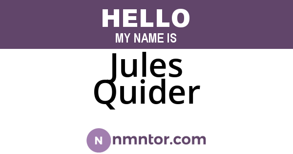 Jules Quider