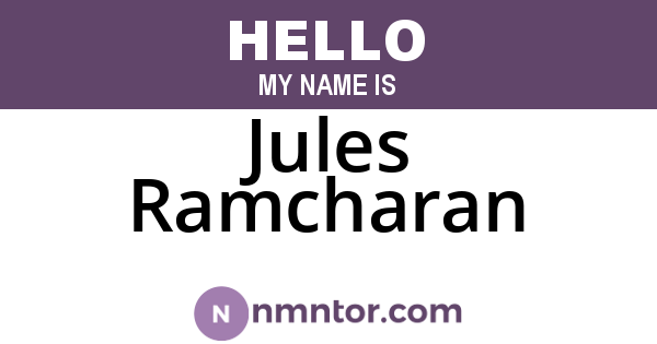 Jules Ramcharan
