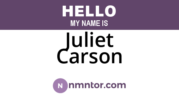 Juliet Carson