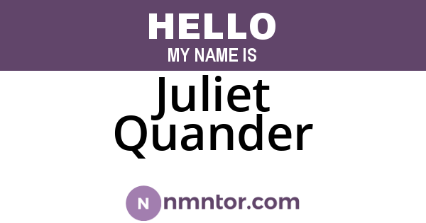 Juliet Quander
