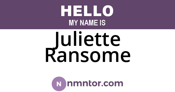 Juliette Ransome