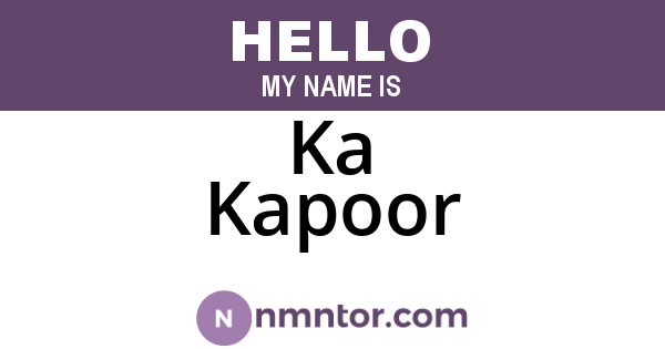 Ka Kapoor