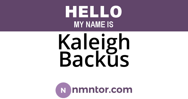 Kaleigh Backus