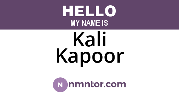 Kali Kapoor