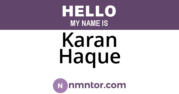 Karan Haque