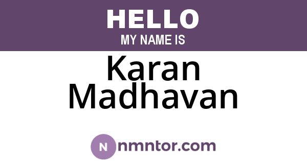 Karan Madhavan