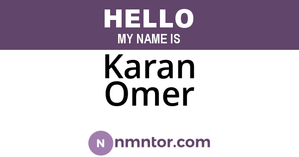 Karan Omer