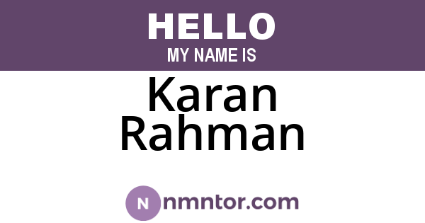 Karan Rahman