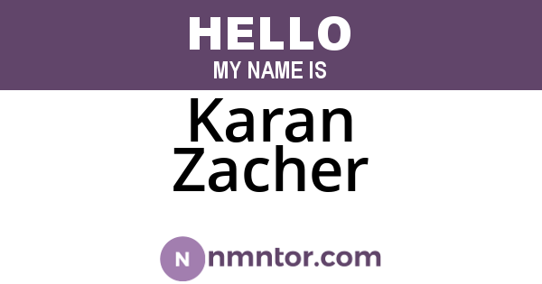 Karan Zacher