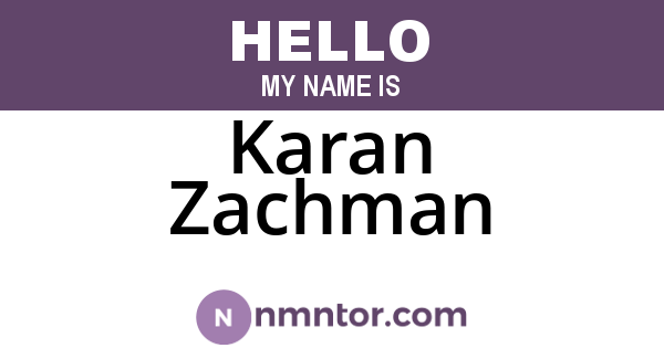 Karan Zachman