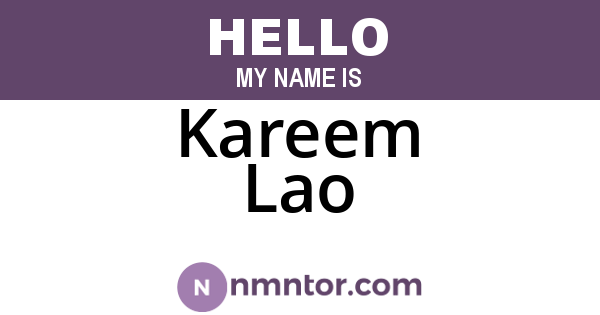 Kareem Lao