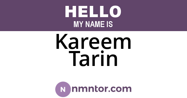 Kareem Tarin