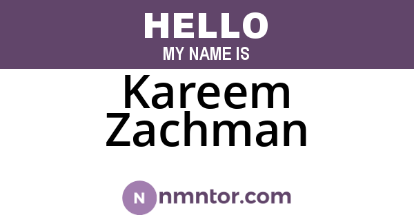 Kareem Zachman
