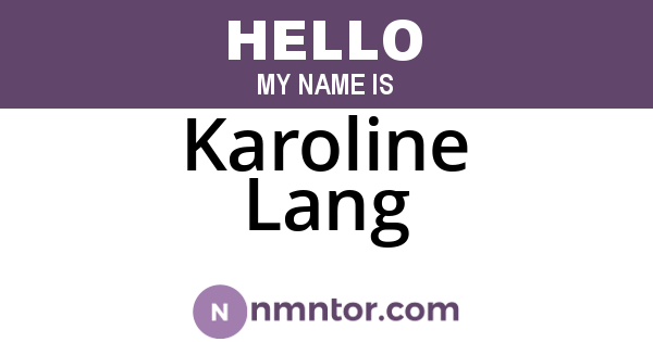 Karoline Lang
