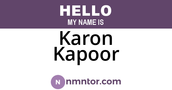 Karon Kapoor