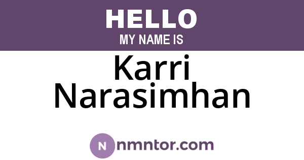 Karri Narasimhan