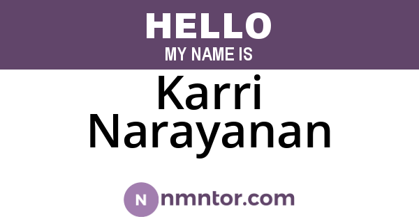 Karri Narayanan
