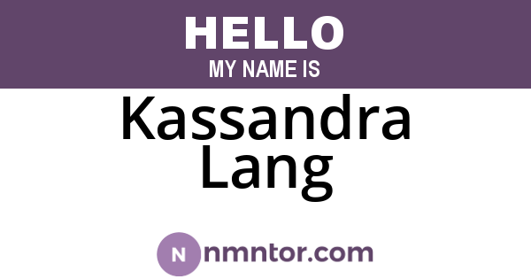 Kassandra Lang